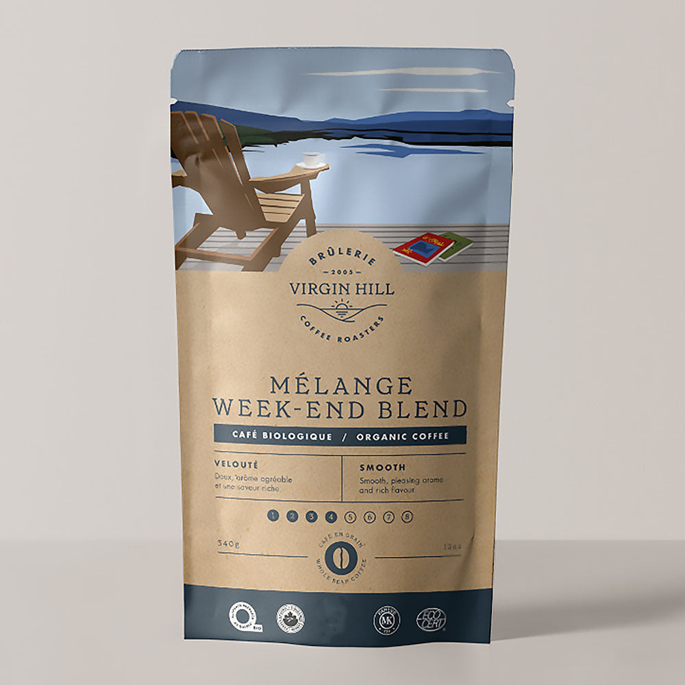 A bag of organic weekend coffee