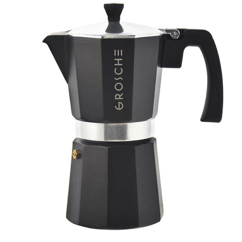 VH - Machine à expresso sur feu Grosche MILANO, pot à moka noir 12 tasses