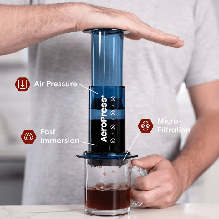 AeroPress Clear Coffee Maker Blue | Virgin Hill Coffee