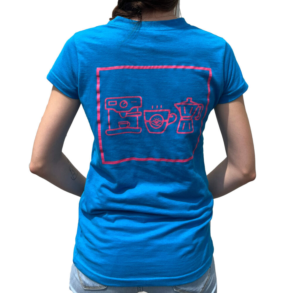 T-shirt bleu et rose
