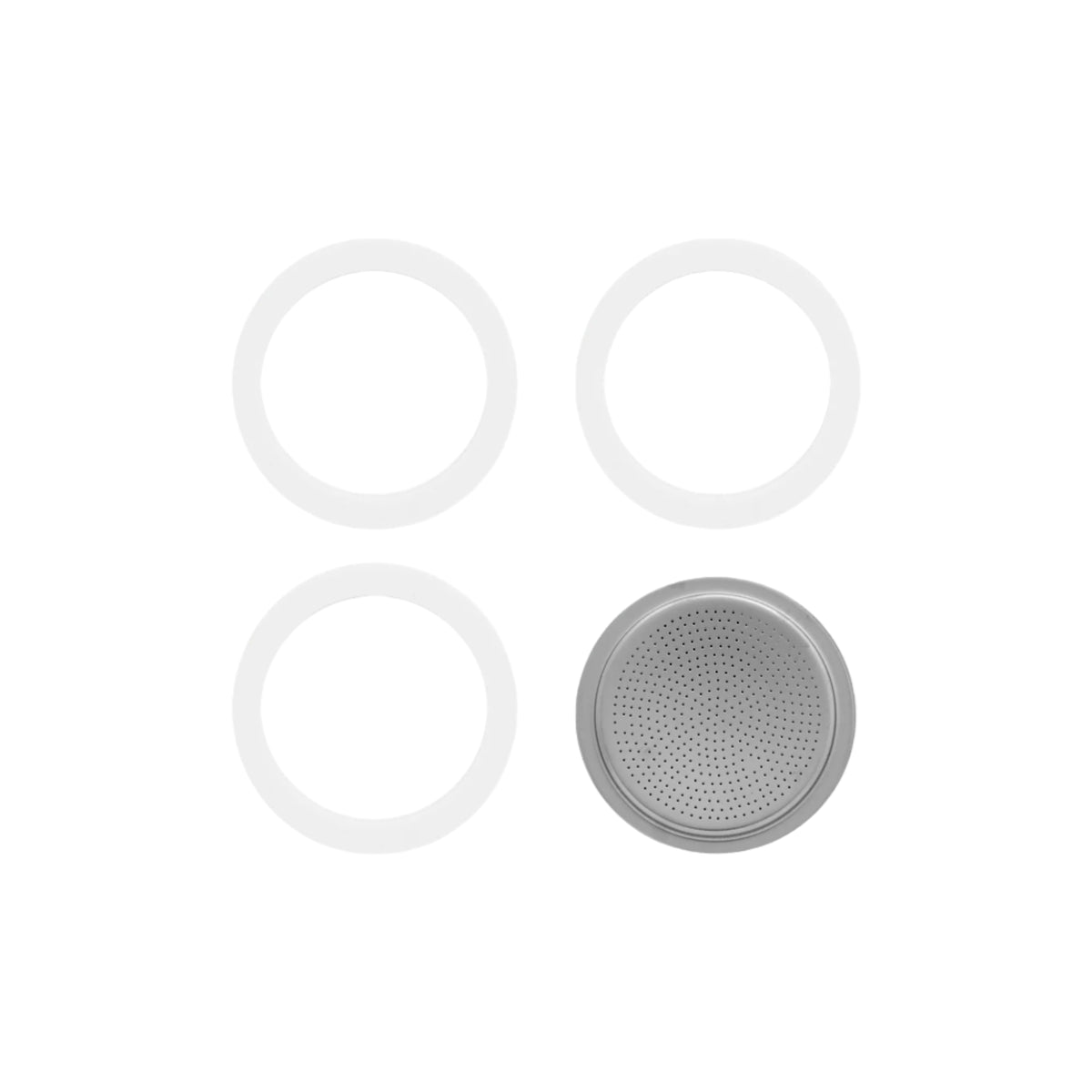 Set of three circular filters on a white background