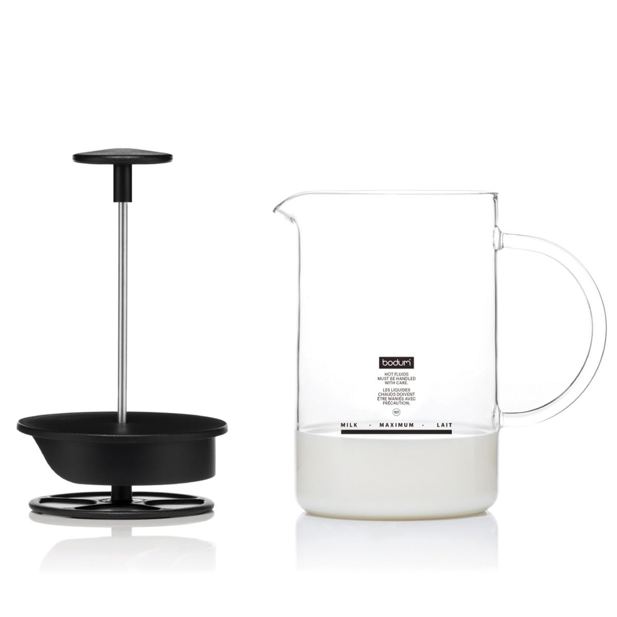 Mousseur à Lait Manuel BonVIVO Fomo - 400ml Inox Et Verre - Pour Cappuccino Et Latte Maison