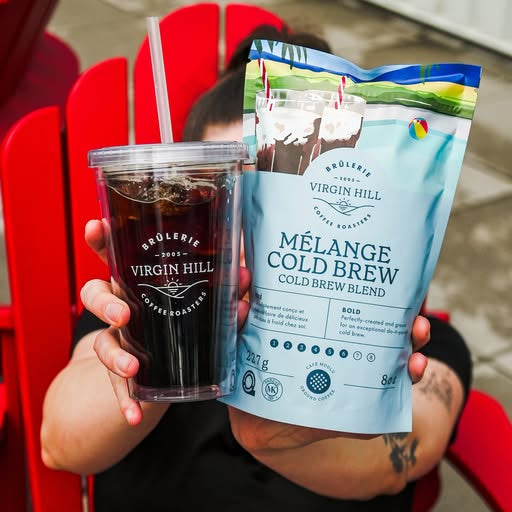 Cold brew ground coffee and drink