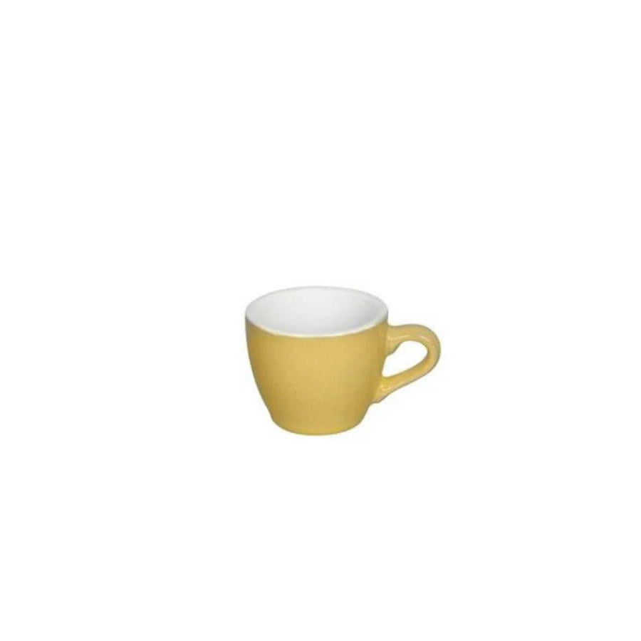 Yellow mug on a white background