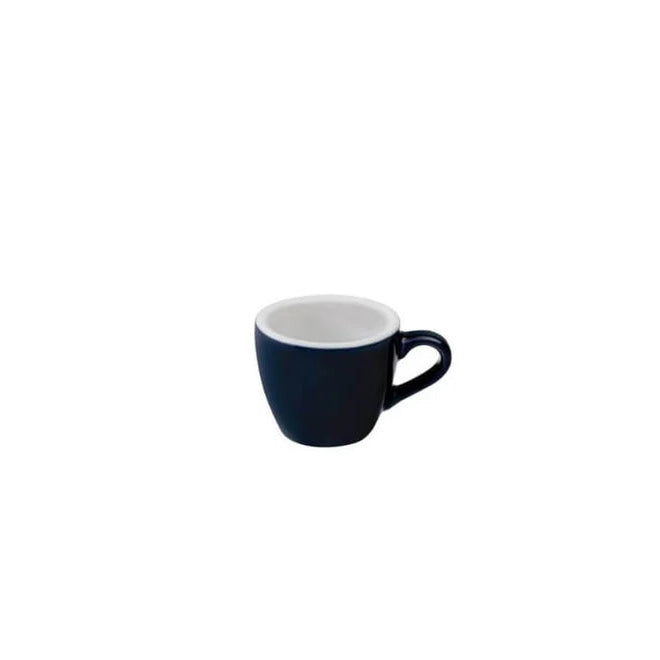 Navy blue mug with white interior on a white background