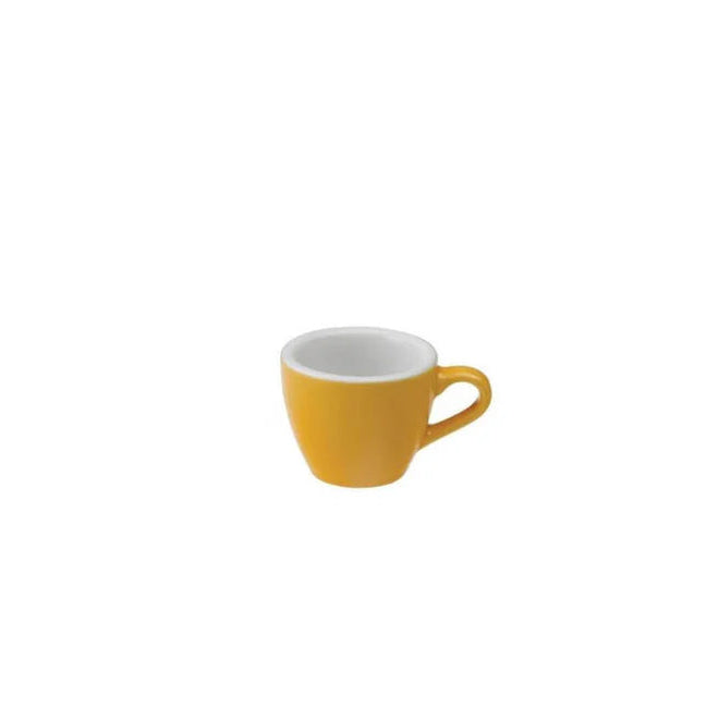 Yellow mug on a white background