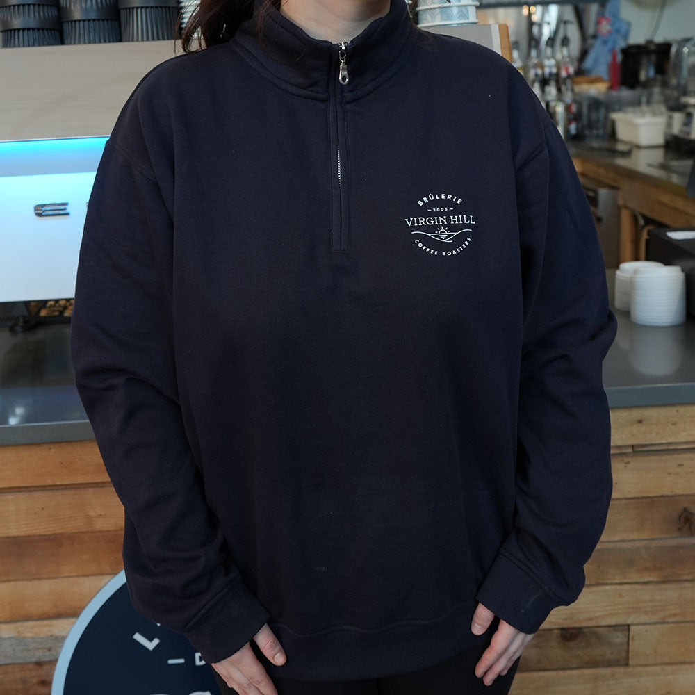 Navy Half Zip with logo