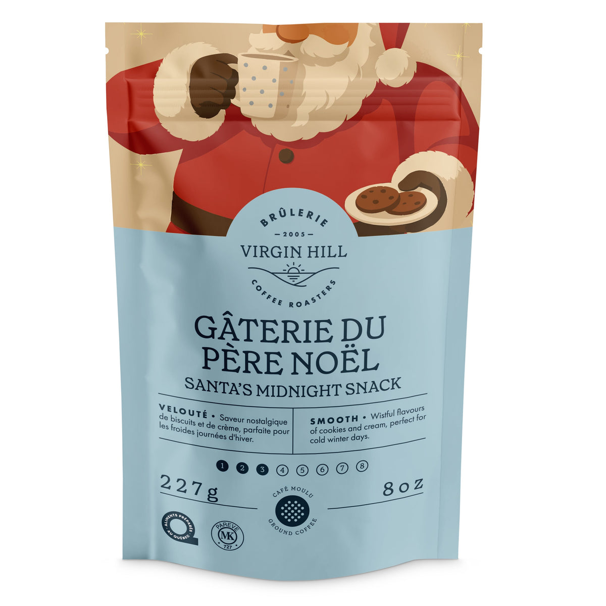 Snack package with Santa Claus design on a white background